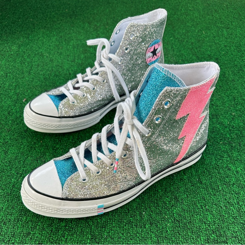Converse Trans Pride Shoes Glitter Lightning Bolt Men’s 11 Women’s 12